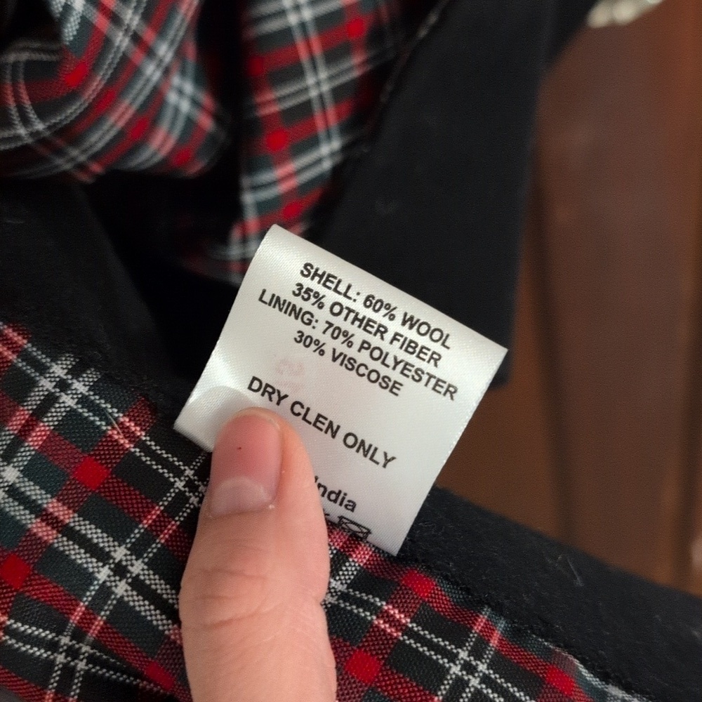 Victoria Dunn Cape Style Wool Blend Belted Jacket With Plaid Underneath Size Sm - Picture 9 of 10